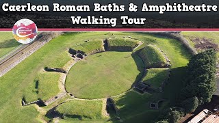 CAERLEON ROMAN BATHS amp AMPHITHEATRE WALES  Walking Tour  Pinned on Places [upl. by Kolodgie]