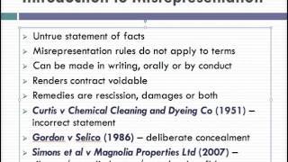 Misrepresentation Lecture 1 of 4 [upl. by Notserk]